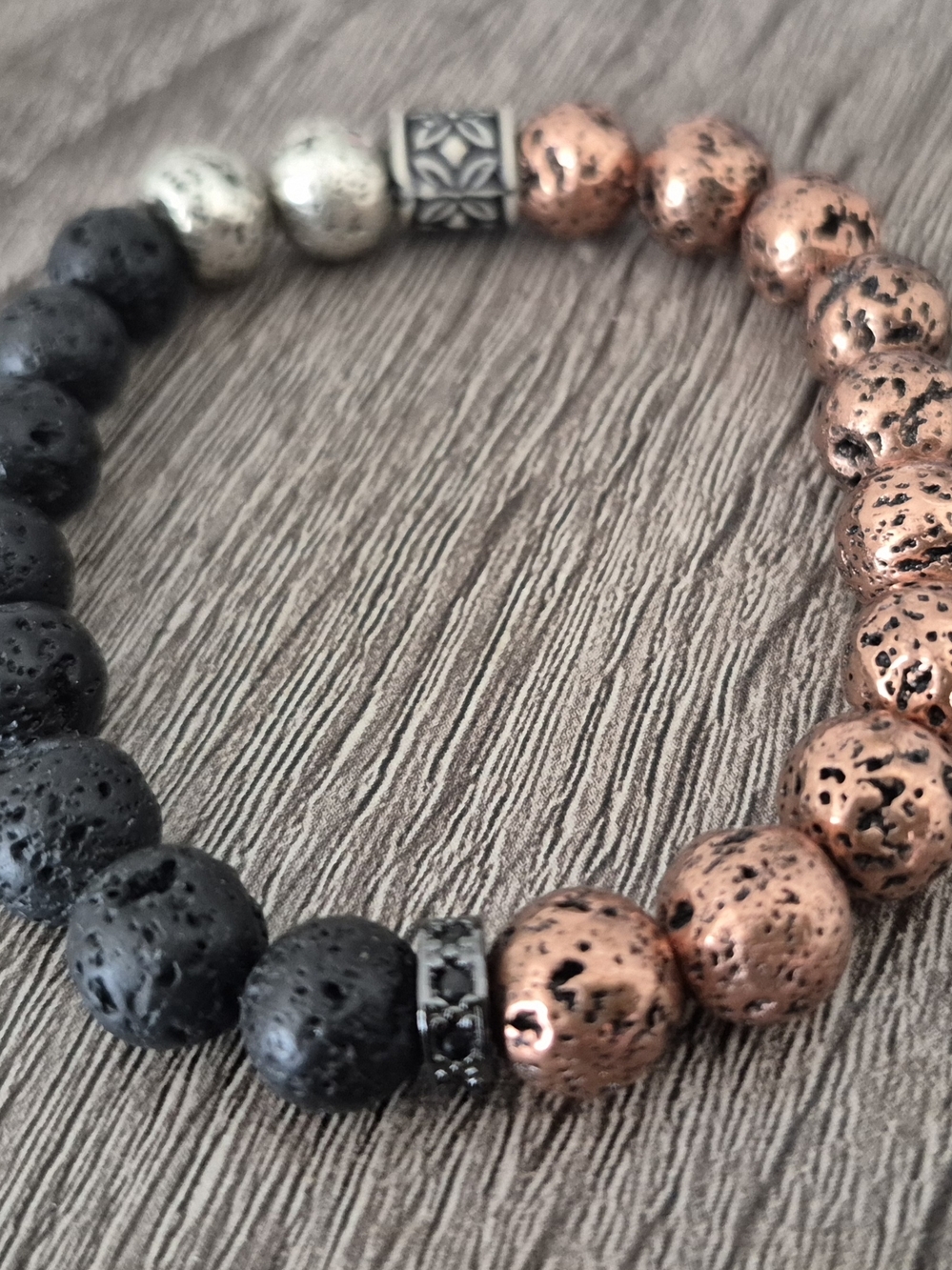 Men's Handmade Black Lava Rock Braclet!